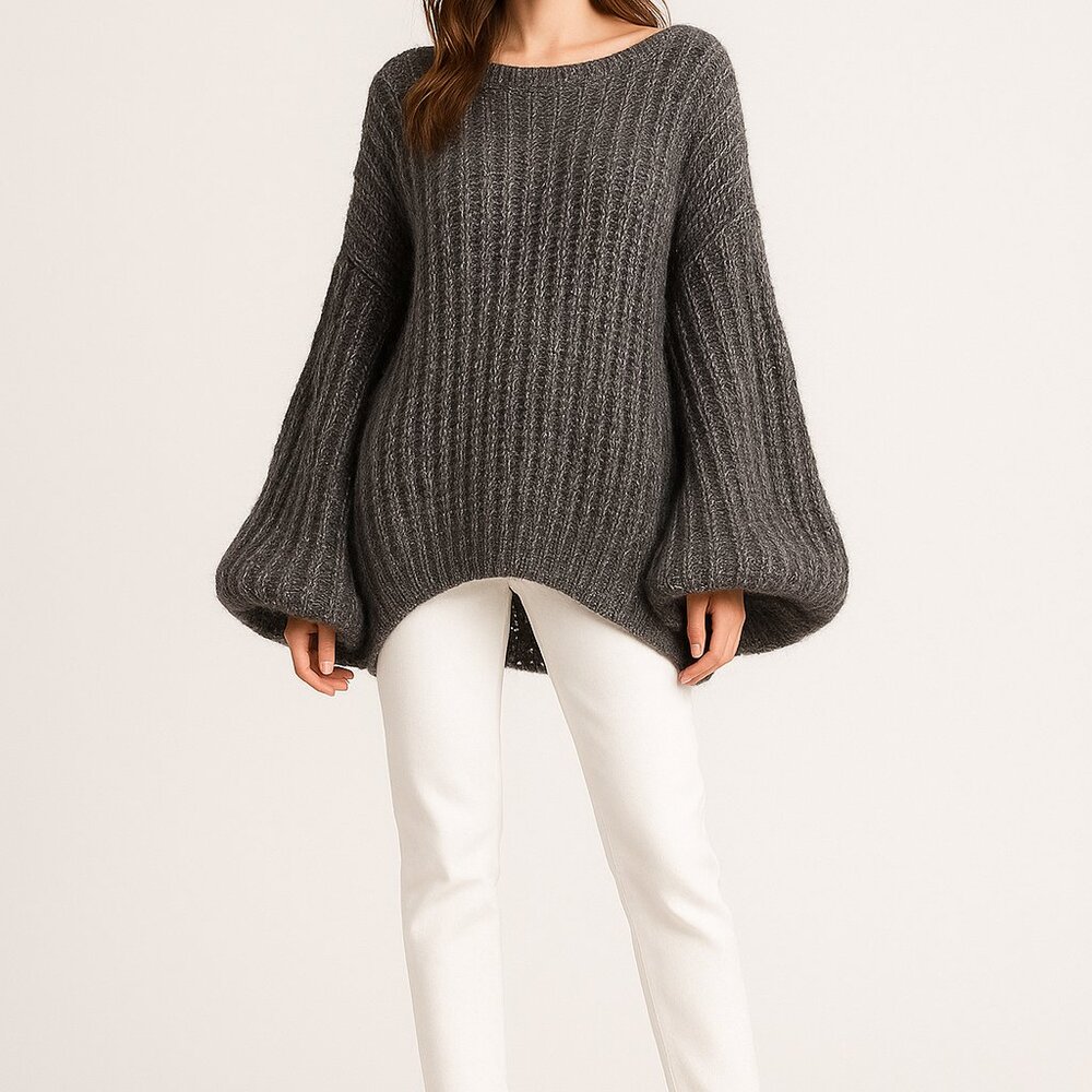 NWT Premium Quality Chunky Oversized Relaxed Fit Super Soft Knit Sweater - Picture 2 of 12